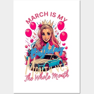 August Is My Birthday Yes The Whole Month Funny march Bday T-Shirt Posters and Art